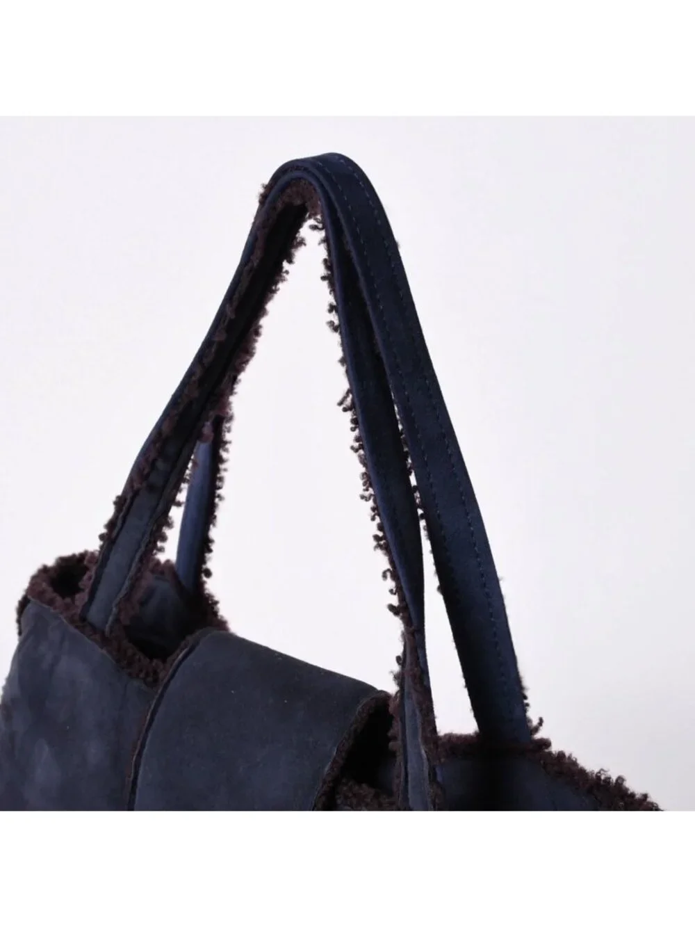 Chanel Shearling Bag CC Logo Nubuck Antique Gold